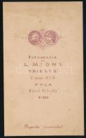 cca 1870-1880 Pola, a Cs. és Kir. Haditengerészet két matrózának portréja, vizitkártya L. Mioni műte...
