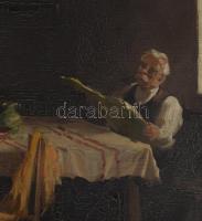 Gyertyáni Németh Gyula (1892-1946): Élet a házban. Olaj, vászon, jelezve jobbra lent. Javított. Sérü...