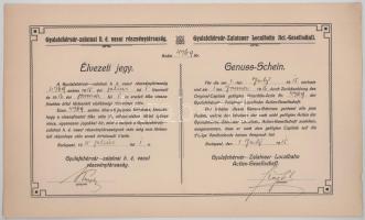 1904. Budapest "Gyulafehérvár-zalatnai helyi érdekeltségű vasút részvénytársaság" élvezeti jegye, magyar és német nyelven T:AU,XF