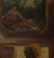 Olvashatatlan jelzéssel, Edouard Gelhay után, XX. sz. eleje: Tükröződés. Olaj, karton. Dekoratív, sé...