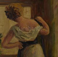 Olvashatatlan jelzéssel, Edouard Gelhay után, XX. sz. eleje: Tükröződés. Olaj, karton. Dekoratív, sé...