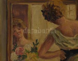 Olvashatatlan jelzéssel, Edouard Gelhay után, XX. sz. eleje: Tükröződés. Olaj, karton. Dekoratív, sé...