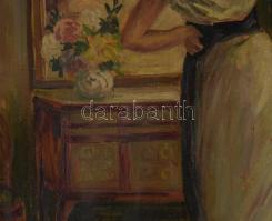 Olvashatatlan jelzéssel, Edouard Gelhay után, XX. sz. eleje: Tükröződés. Olaj, karton. Dekoratív, sé...