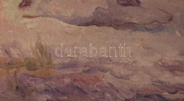 Kolozsváry Endre (1901-?): Lovak és csikós. Olaj, vászon, jelzett. Dekoratív, sérült fakeretben, 60×...