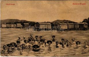 1912 Balatonboglár, Fürdőházak, fürdőzők. Fischer Ármin kiadása (EK)