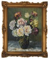 Jelzés nélkül: Csendélet. Olaj, vászon. Dekoratív fakeretben, 50×40 cm