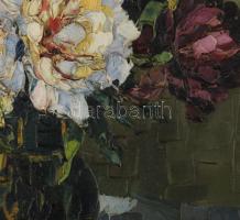 Jelzés nélkül: Csendélet. Olaj, vászon. Dekoratív fakeretben, 50×40 cm