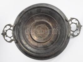 Régi fém kétfüles talpas kínáló, 33x9 cm