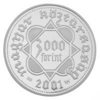2001. 3000Ft Ag "Ezeréves a magyar pénzverés" kapszulában, tanúsítvánnyal (31,46g/0,925/38,61mm) T:PP