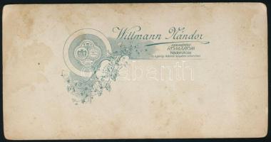 cca 1900 Férfi egészalakos portréja, keményhátú fotó Wittmann Nándor komáromi (Komárno) műterméből, ...