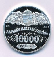 2014. 10.000Ft Ag "90 éves a Magyar Nemzeti Bank" kapszulában, tanúsítvánnyal (24g/0,925/37mm) T:PP