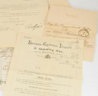 cca 1800-1910 Vegyes papírrégiség tétel, közte érdekes darabokkal: régi katonai irat, adásvételi sze...