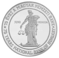 1999. 75Ft Ag "75 éves a Magyar Nemzeti Bank" kapszulában, tanúsítvánnyal (31,46g/0,925/38...