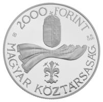 1996. 2000Ft Ag "50 éves a Forint" kapszulában, tanúsítvánnyal (31,46g/0,925/38,61mm) T:PP