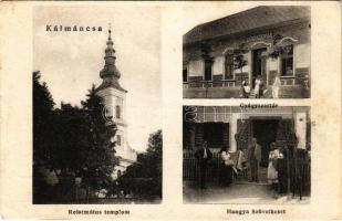 Kálmáncsa, református templom, gyógyszertár, Hangya Szövetkezet (EB)