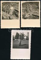 1943 Szováta, magyar csendőrök, 3 db fotó, 9x6 cm körül
