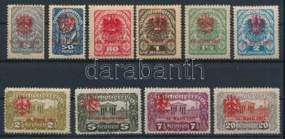 Ausztria helyi kiadások - Tirol 1921 Népszavazás 9 értékes sor (**Mi EUR 350.-) (rozsdapöttyök / stain spots)