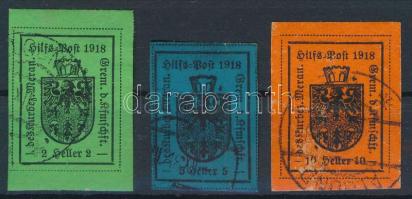 Ausztria helyi kiadások - Meran 1918 Mi 4-6 R! (Mi EUR 240.-) (Mi 6 felületi horzsolás / fail on the front side)