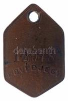 1938. Budapest "Budapest Ebvédjegy" Zn ebadójegy / kutyabárca, "12078" sorszámmal (25x38mm) T:F