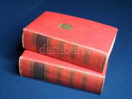Gregorovius, Ferdinand:  Geschichte der Stadt Rom im Mittelalter. Band I-II. [Teljes mű két kötetben.] [Drezda] Dresden, (1926). Verlag von Wolfgang Jess (Gedruckt bei Jakob Hegner in Hellerau uns Kunstantalt Markert & Sohn in Dresden). 1 t. (címkép) + XXIII + [1] + 1524 p. + 116 t.; 1 t. (címkép) + [8] + 1545 + [3] p. + 127 t. Ferdinand Gregorovius (1821-1891) német történész, művelődéstörténész, Itália-kutató. Szépírói erényekkel megírt Róma-monográfiája élete fő műve, mely az örök város 476 és 1534 közötti: népvándorláskori, középkori és reneszánsz időszakának állít emléket. A politika- és társadalomtörténeti fókusszal megírt mű (az itt székelő katolikus egyházfő miatt) értelemszerűen kitekint a császárság és pápaság konfliktusára is, a zsoldosvezérek feltűnésével Róma és Itália más részeinek bonyolult viszonya is elemzés tárgyává lesz, olykor pedig kitér a városon belüli, alkalmasint patríciusok vezette köznyugtalanságokra is. Az első kötet képanyagában a romba dőlt császárváros elmélkedésre késztető ábrázolásai dominálnak, a másodikban a reneszánsz Itália jelentős személyiségei vonulnak fel, Petrarcától Savonaroláig, a Mediciektől a Borgiákig, de találkozhatni az éppen aktuális pápák és császárok portréival is. A munka első kiadása 1859-1873 között, nyolc kötetben jelent meg, példányunk a Fritz Schillmann történész által szerkesztett, felújított kiadásból való. Egységes, aranyozott kiadói vászonkötésben (P. A. Demeter, Hellerau), felül színes festésű lapszélekkel. Jó példány.
