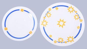 Vintage jelzett csillagmintás egyszemélyes reggeliző készlet, csésze alátéttel és desszertes tányér....