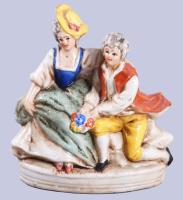 Cseh alt wien rokokó pár figura, jelzett, hibátlan, m: 8 cm