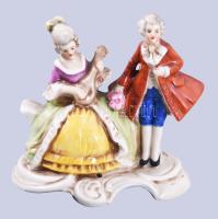 Cseh alt wien rokokó pár figura, jelzett, hibátlan, m: 8 cm