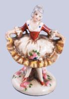 Cseh alt wien rokokó hölgy figura, jelzett, hibátlan, m: 6,5 cm