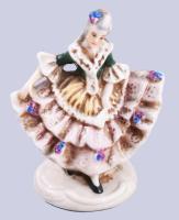 Cseh alt wien rokokó hölgy figura, jelzett, hibátlan, m: 6,5 cm