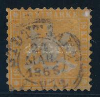 Német államok - Württemberg 1863 Mi 29 ritkán látható darab! (Mi EUR 500.-) (javított sarokfog / repaired corner perf.)