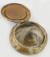 Réz ékszeres szelence murano mikromozaik díszítéssel, d: 4,5 cm