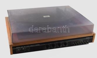 cca 1979 Tesla NZC-420 lemezjátszó. "Hi-fi lemezjátszó erősítővel egybeépítve. 33 és 45 ford./perc sebességű lemezek lejátszására alkalmas. A lemez végigjátszásakor a kar felemelkedik, de nem tér vissza kiindulási helyzetébe. A lemeztányér hajtása szíjáttétellel történik. Karliftje légdugattyús, az antiskating rugós és állítható. Frekvenciaátvitel: 30-20 000 Hz. Bemenetére csatlakoztatható mágneses hangszedő, kristály hangszedő, magnó, tuner. Kimeneti teljesítmény: 2x15 W."