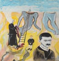 Radics L jelzéssel: József Attila. Olaj, farost. 71,5×57 cm.