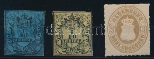 Német államok - Oldenburg 1852/1862 Mi 2, 4 + Mi 19B (Mi EUR 200.-)