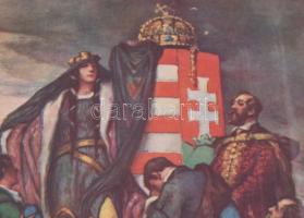 cca 1925 Irredenta Hiszekegy, paszpartuban, hajtásnyomokkal, 30×20 cm