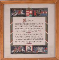 cca 1930 Szózat, kiadja: Országos Testnevelési Tanács, Piatnik Rt.. Budapest, üvegezett keretben, 44×33 cm