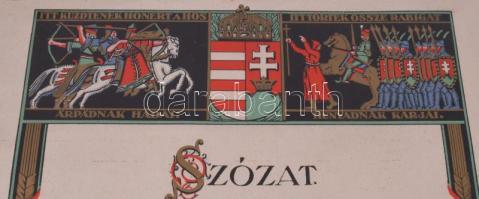 cca 1930 Szózat, kiadja: Országos Testnevelési Tanács, Piatnik Rt.. Budapest, üvegezett keretben, 44...