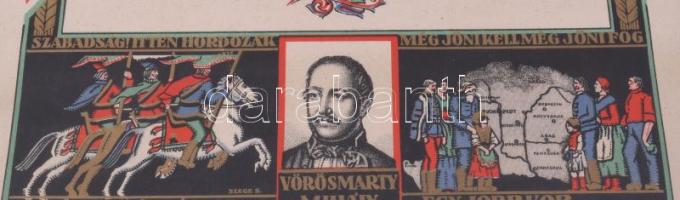 cca 1930 Szózat, kiadja: Országos Testnevelési Tanács, Piatnik Rt.. Budapest, üvegezett keretben, 44...