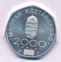 1999. 2000Ft Ag "A 2000. évforduló" kapszulában, tanúsítvánnyal (20g/0,925/34mm) T:BU