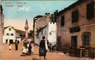 1913 Trebinje, Castel / street view, old castle, mosque, inn of J. Budalic (crease)