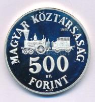 1991. 500Ft Ag "Széchenyi István" kapszulában, tanúsítvánnyal (28g/0,900/40mm) T:PP