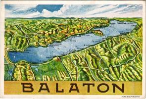 Balaton, térkép. Klösz Gy. és Fia grafikai műintézet, Duna-Száva-Adria Vasúttársaság kiadása (EK)