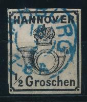 Német államok - Hannover 1860 Mi 17y kis papírelvékonyodás, így is ritka darab! (Mi EUR 250.-) (thin paper)