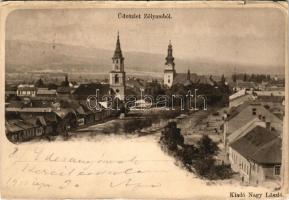 1901 Zólyom, Zvolen; Fő tér, templomok. Nagy László kiadása / main square, churches (szakadások / tears)