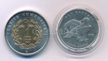 Törökország 2009. 1L bimetál "Elefánt" csak 5000 példány készült! + 1L Cu-Ni "Parlagi sas", mindkettő kapszulában T:AU,XF Turkey 2009. 1 Lirasi bimetallic "Elephant" only 5000 pcs were made! + 1 Lirasi Cu-Ni "Imperial eagle", both in capsule C:AU,XF Krause KM#1263, KM#1249
