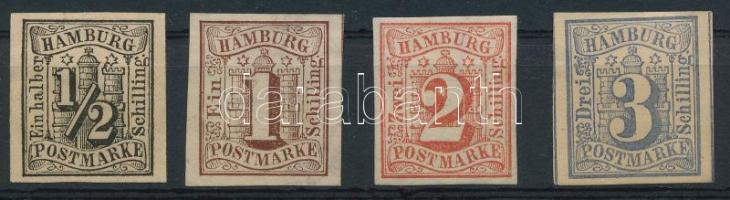Német államok - Hamburg 1859 Mi 1-4 szép darabok (Mi EUR min. 340.-) (Mi 3 falcos / hinged)