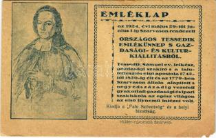 1924 Szarvas, Emléklap az 1924. évi május 29-től június 1-ig Szarvason rendezett Országos Tessedik Emlékünnep s Gazdasági- és Kultúrkiállításról. Kiadja Falu Szövetség és a helyi bizottság (b)