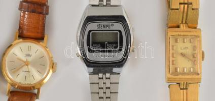 6 darab karóra, zsebóra, közte Zaria, Ruhla, stb., vegyes állapotban