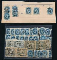 Távirda kis tétel stecklapon és lapra ragasztva, 37 db bélyeg