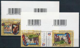 2008 Bélyegnap sor egyenes és fordított képállású párokban, középen logóval, ívszéli vonalkódokkal